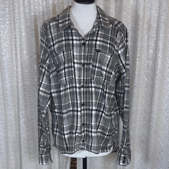 Hurley Plaid Flannel Button Up Shirt - Picture 1 of 5